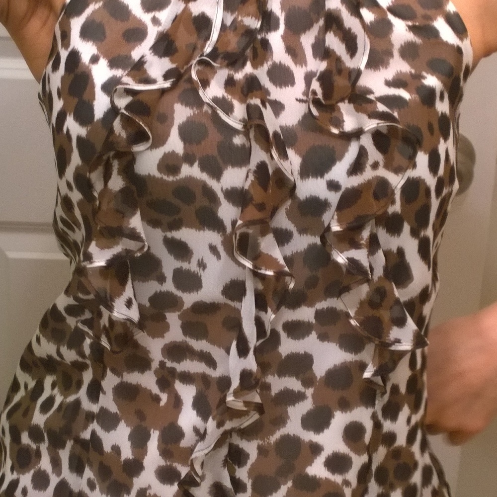 ANN TAYLOR Top Ruffle, vibrant colour NWOT